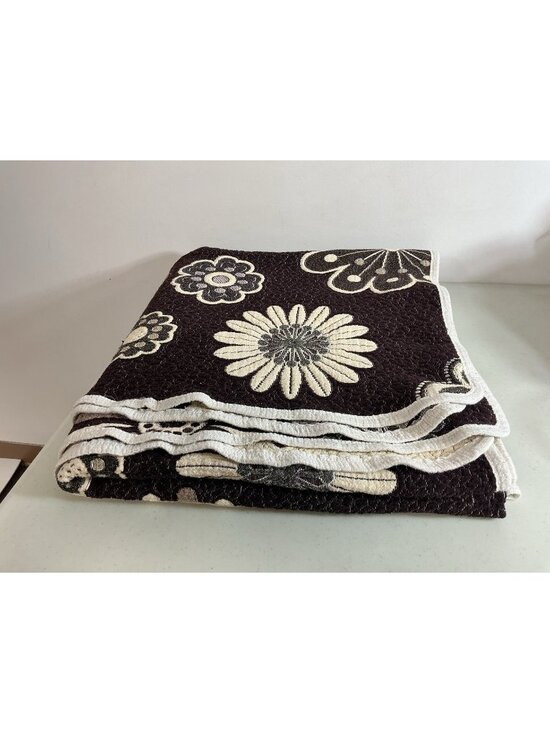 Karla Other - Vintage Quilted Coverlet Retro Floral Brown Ivory MCM Reversible